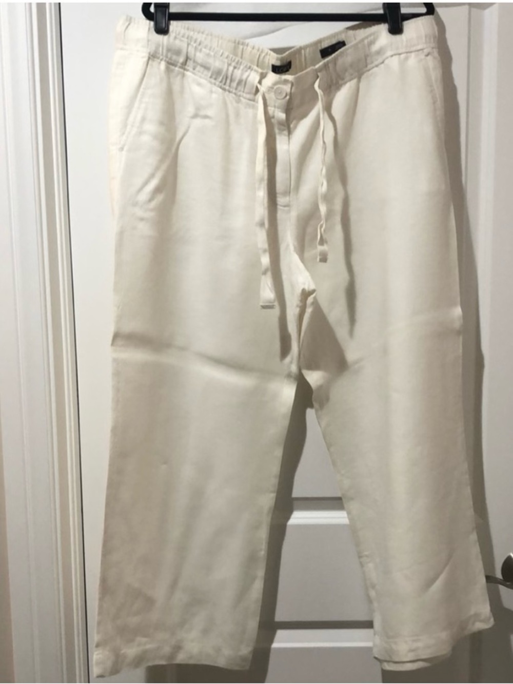 LOFT Cream Wide Leg Drawstring Pants Sz XL.             Bx3